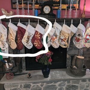 Five Christmas stockings.  EUC.